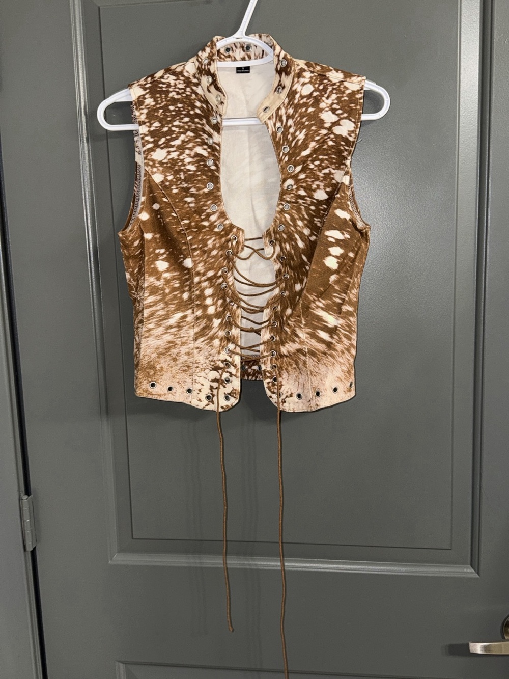 New SHEIN cow print Lace-Up corset top